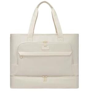 LOVEVOOK Ivory Womens Large Capacity Water Resistant Fabric Travel Weekend Bag